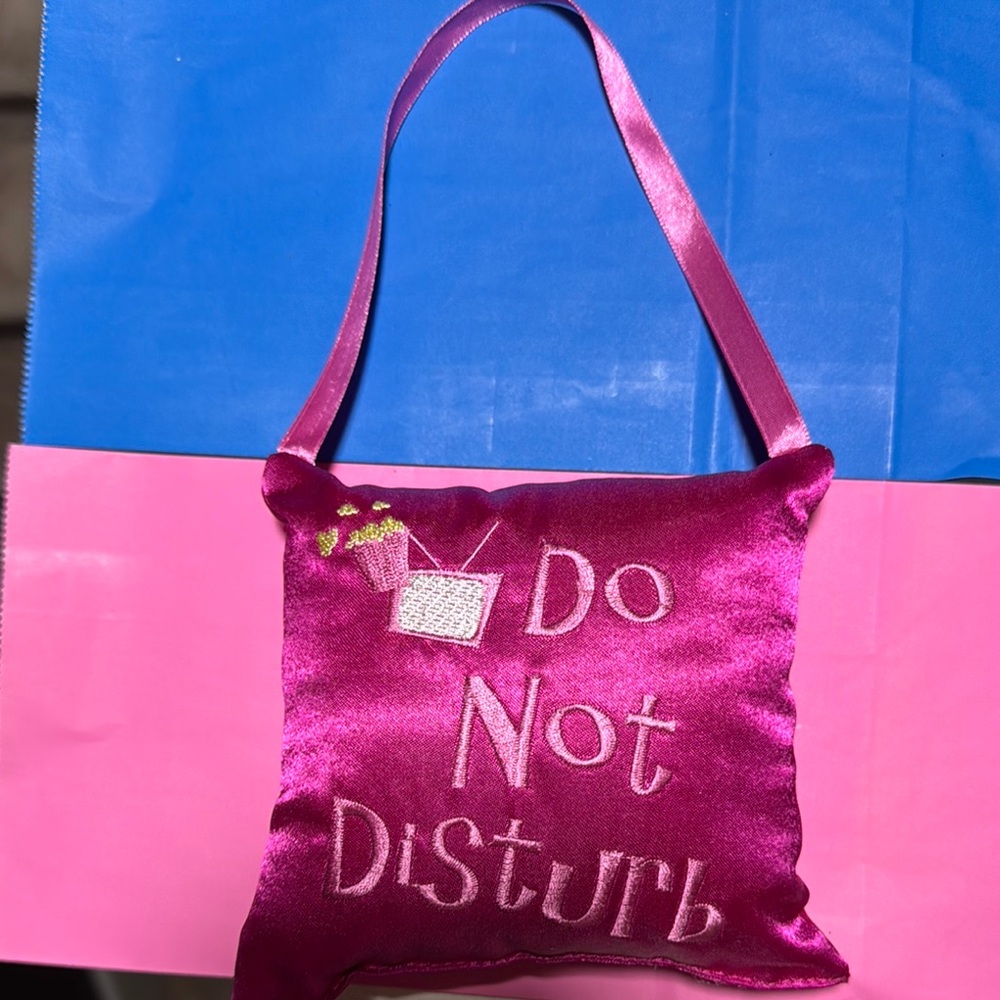 Pink Satin 'Do Not Disturb' Pillow Bag